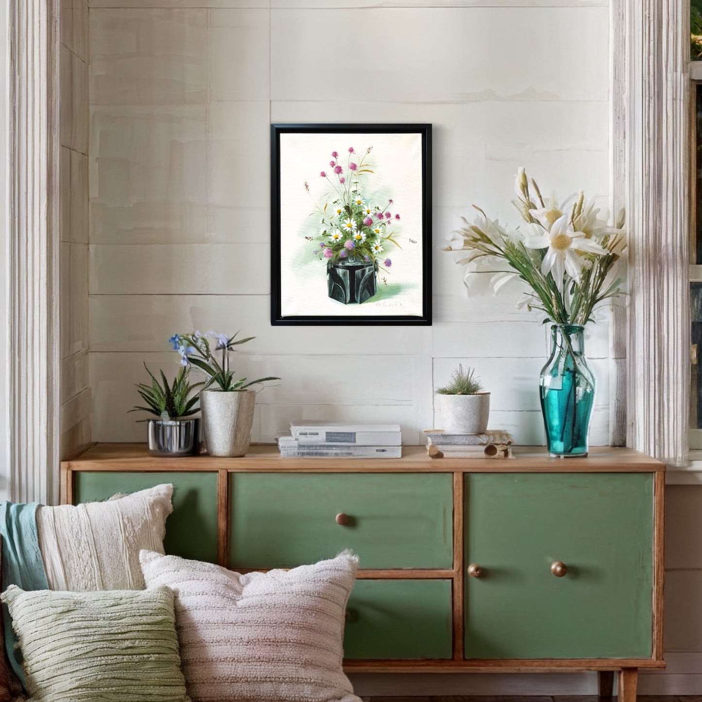 Dark Side Floral : The Dandalorian, upcycled vintage painting