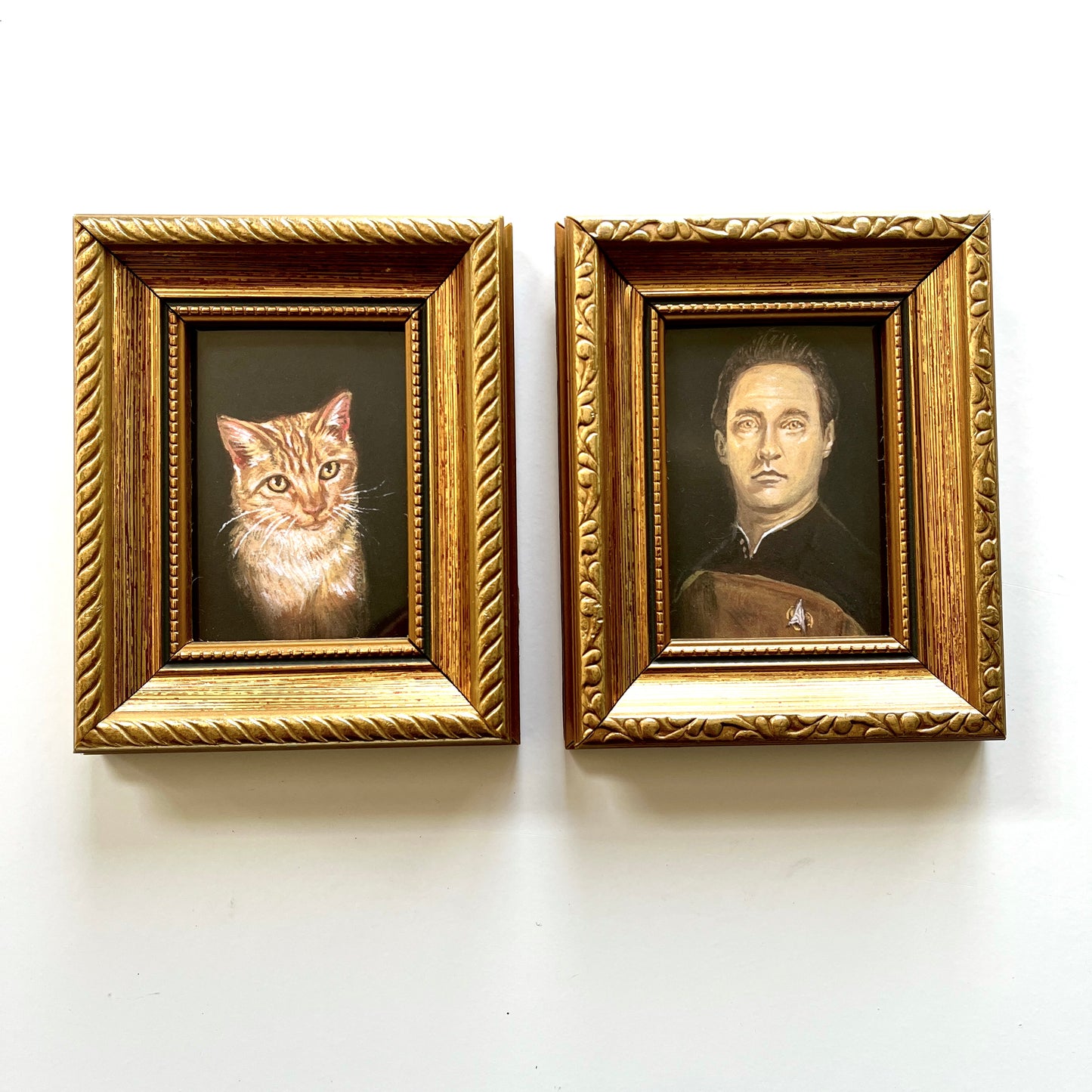 My Cat and I - 2x PRINTS in vintage gold frames