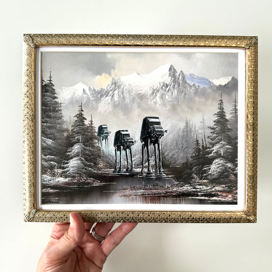 Walkers in a Winter Wonderland - 8x10 PRINT in Vintage Ornate Brass Frame