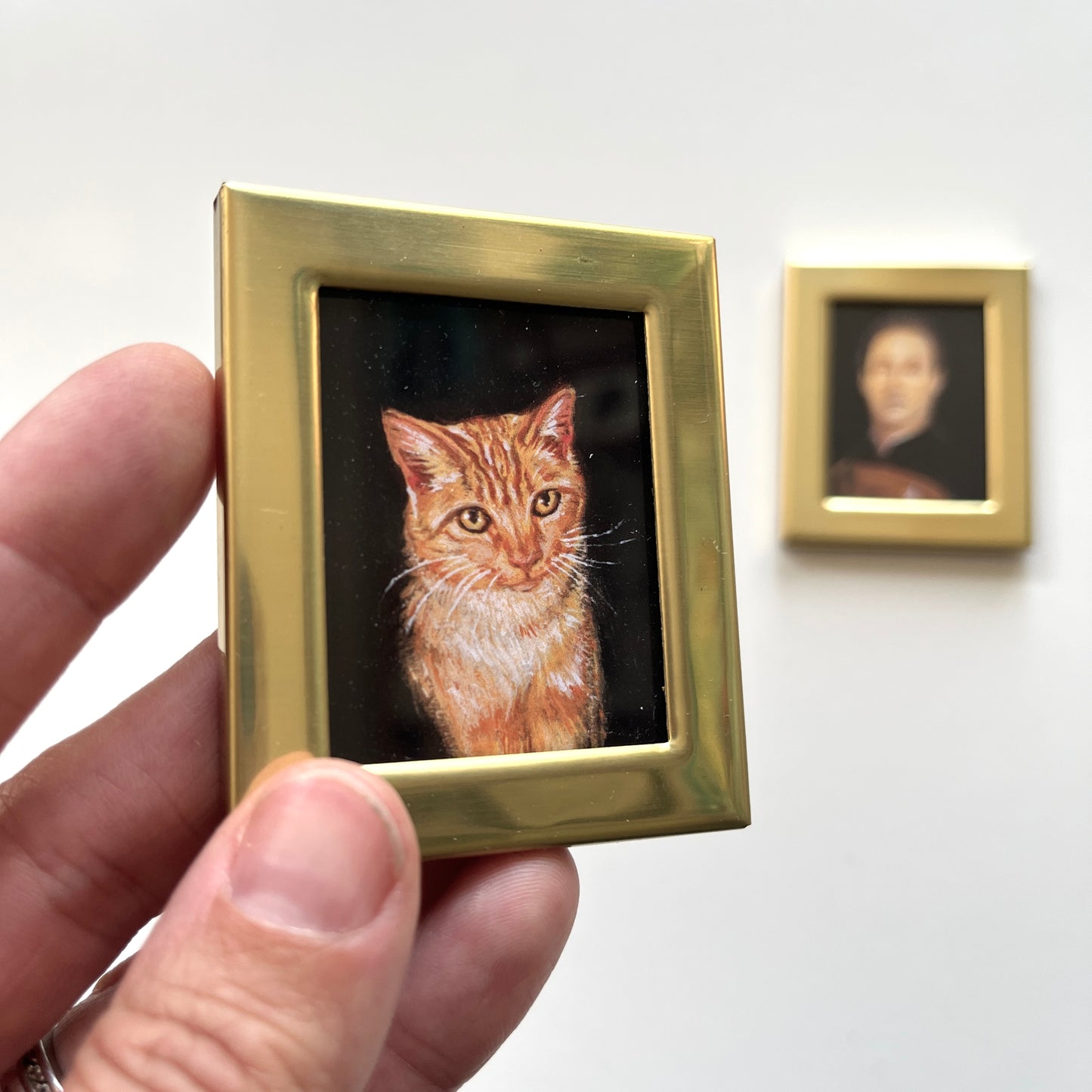 My Cat and I - 2x PRINTS in vintage brass frames