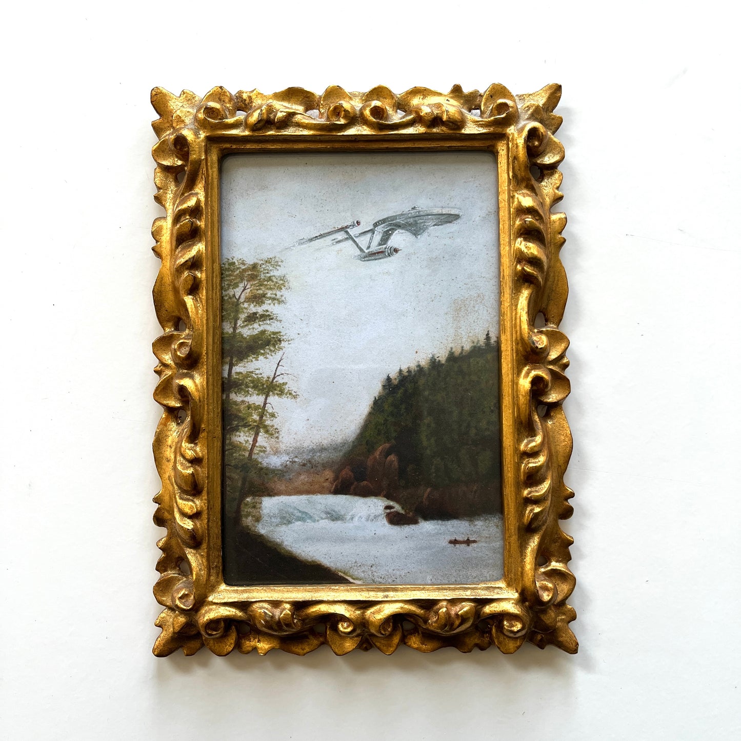 Boldly Go : NCC-1701 - PRINT in Antique Frame, Gold wood