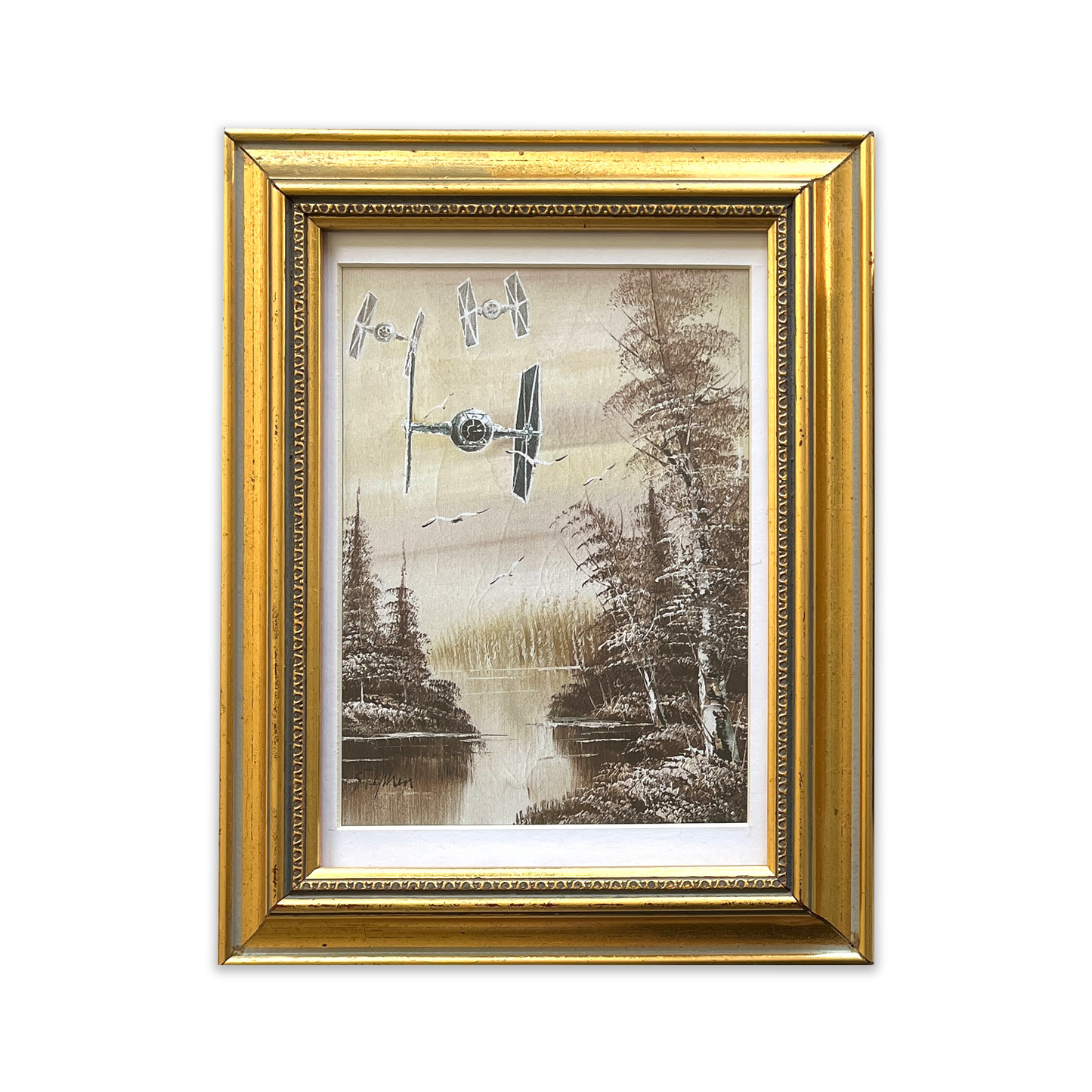 Flock of Seagulls - PRINT in Vintage Frame, Gold