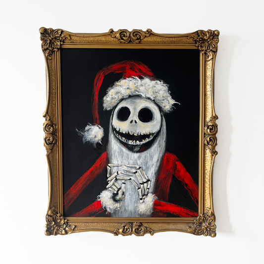 Sandy Claws, original painting in vintage frame