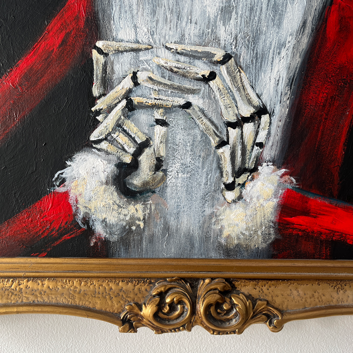 Sandy Claws, original painting in vintage frame