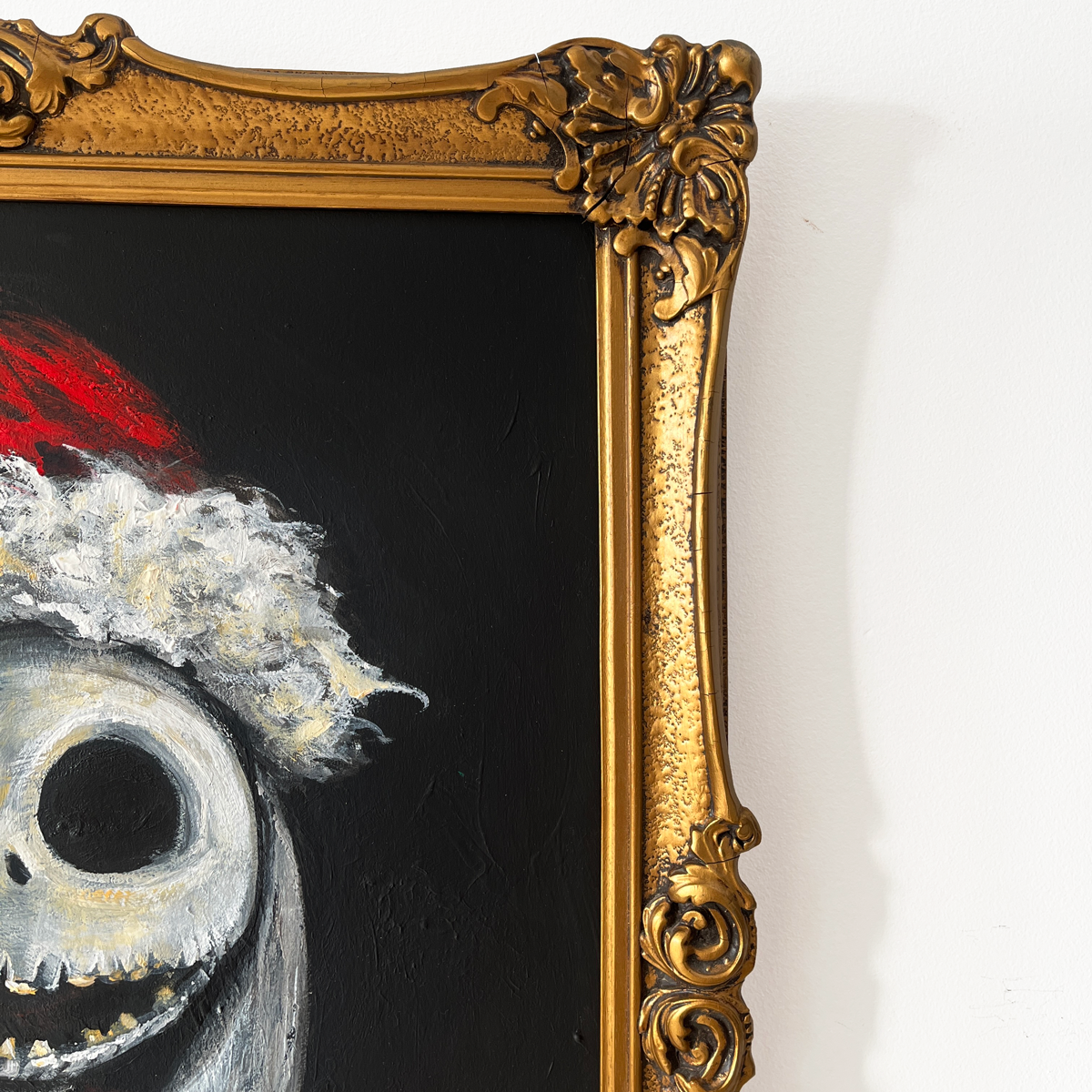 Sandy Claws, original painting in vintage frame