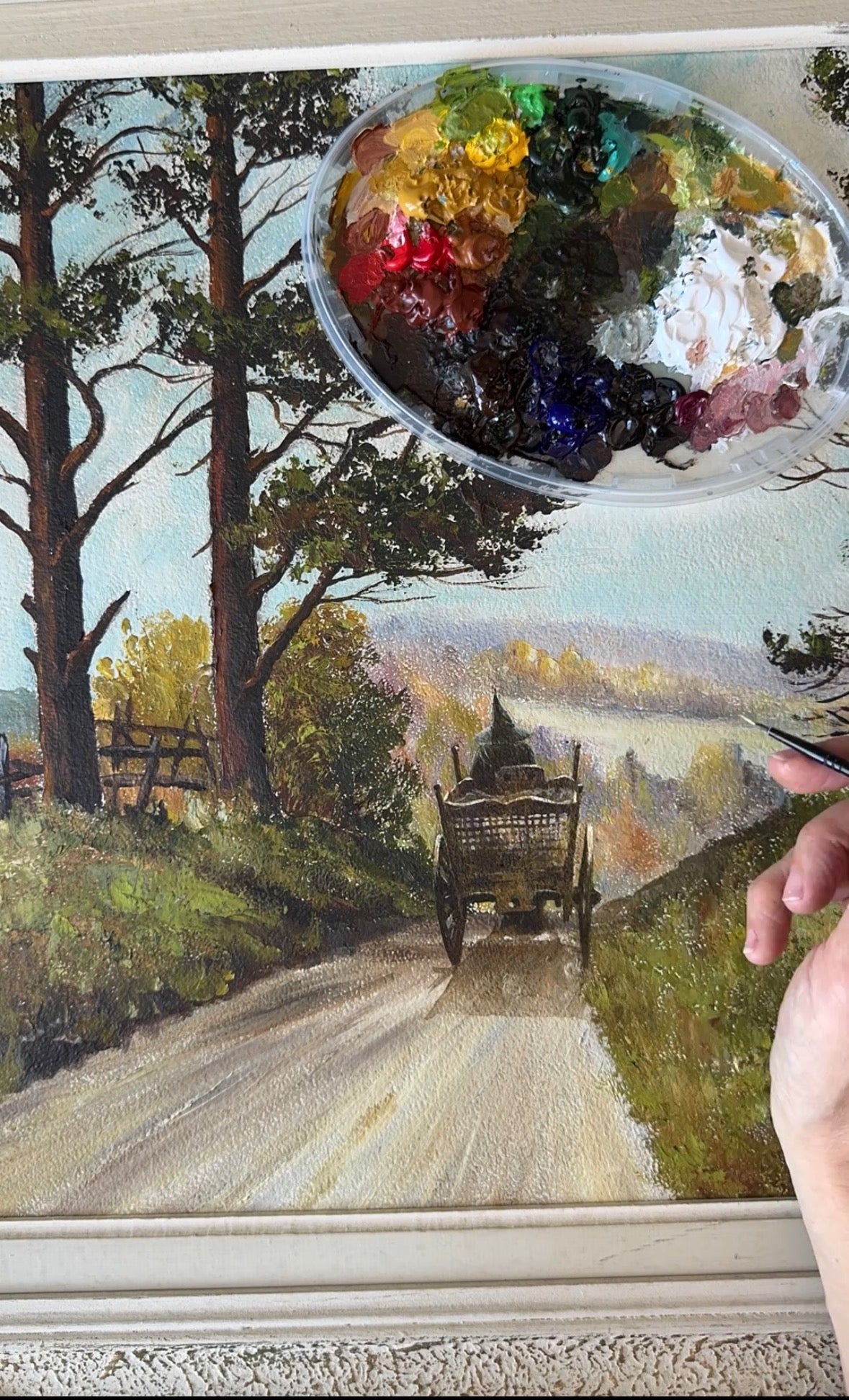 A Gentle Country Drive, original upcycled vintage painting