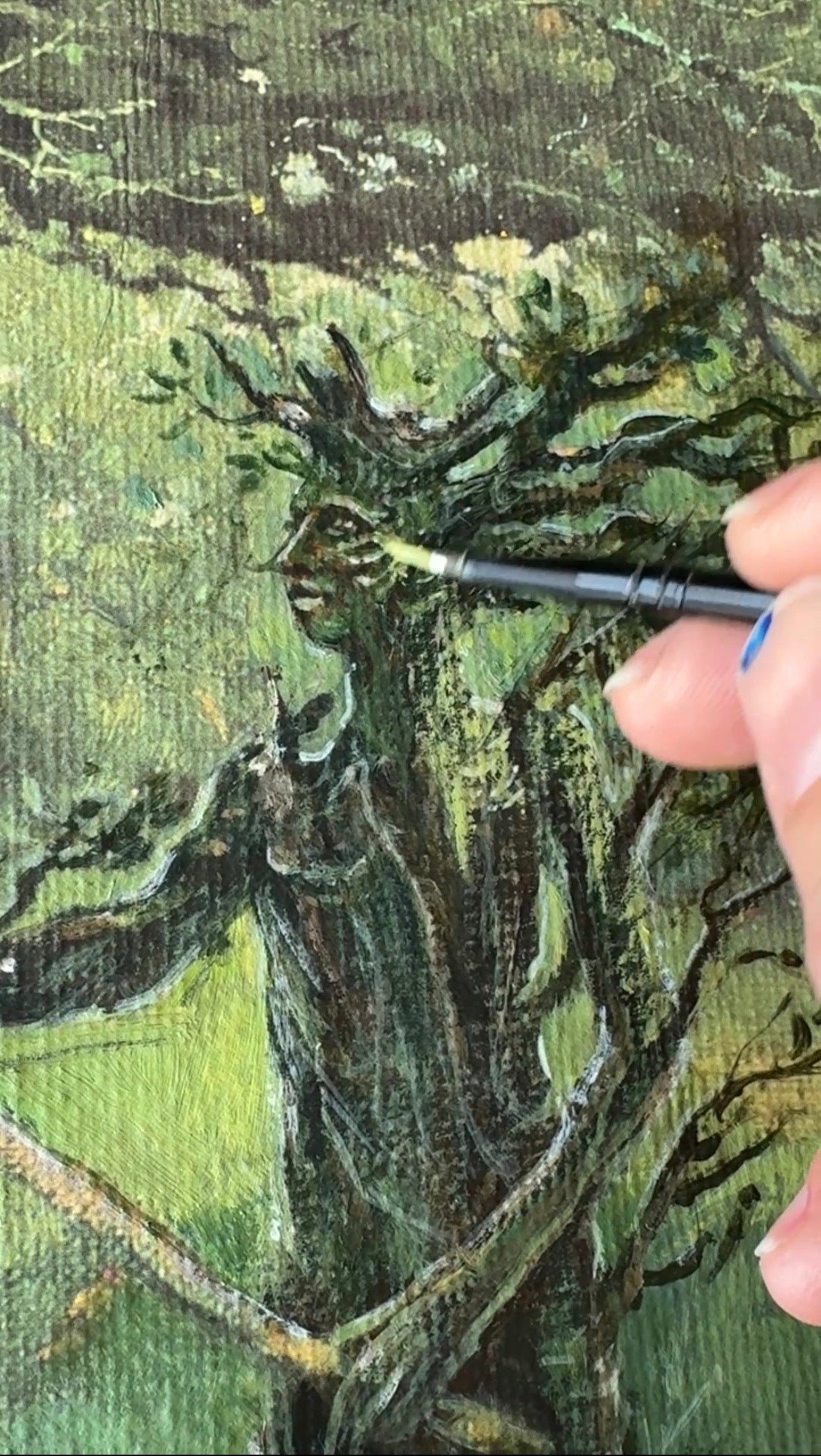 Entwives : Garden of the Entwives, original upcycled vintage painting