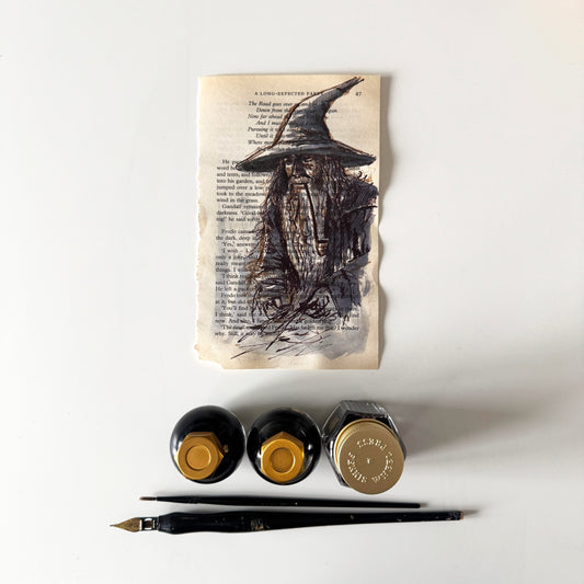 Hobbity Bookish Studies : The wizard, study in ink on p47