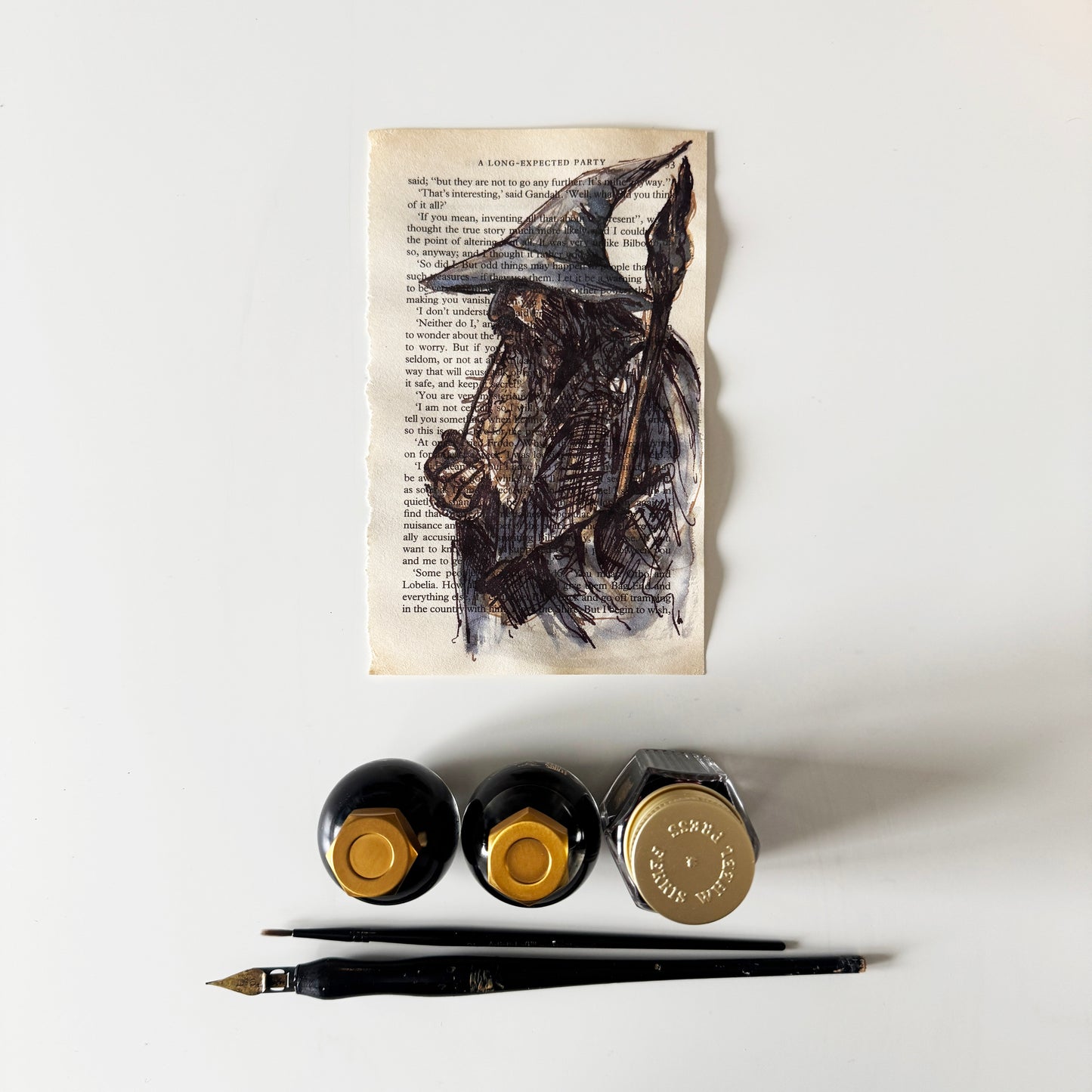 Hobbity Bookish Studies : The wizard, study in ink on p53