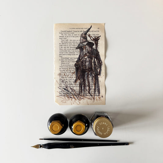 Hobbity Bookish Studies : The wizard, study in ink on p43