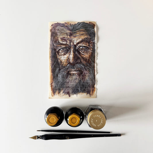 Hobbity Bookish Studies : The wizard, study in ink on p42