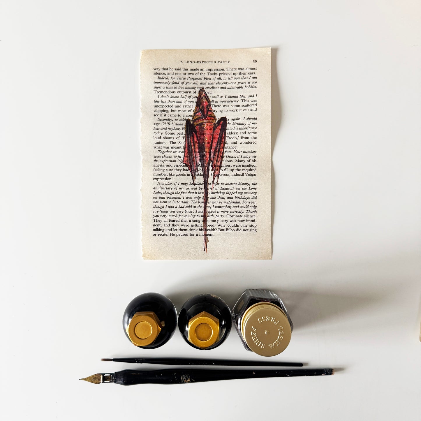 Hobbity Bookish Studies : Fireworks, studies in ink on p36 & 39