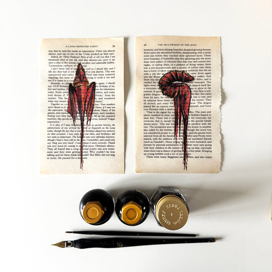 Hobbity Bookish Studies : Fireworks, studies in ink on p36 & 39