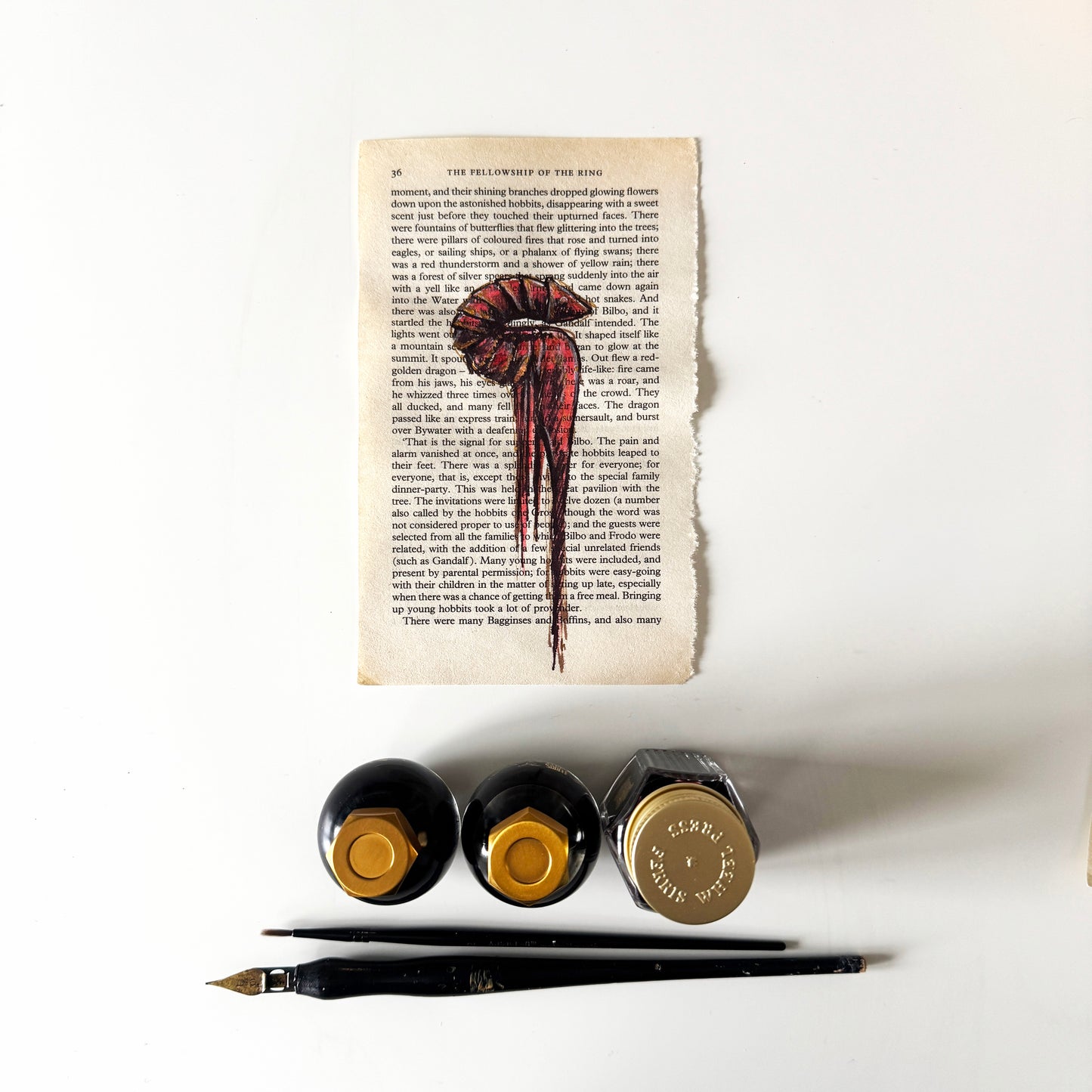 Hobbity Bookish Studies : Fireworks, studies in ink on p36 & 39