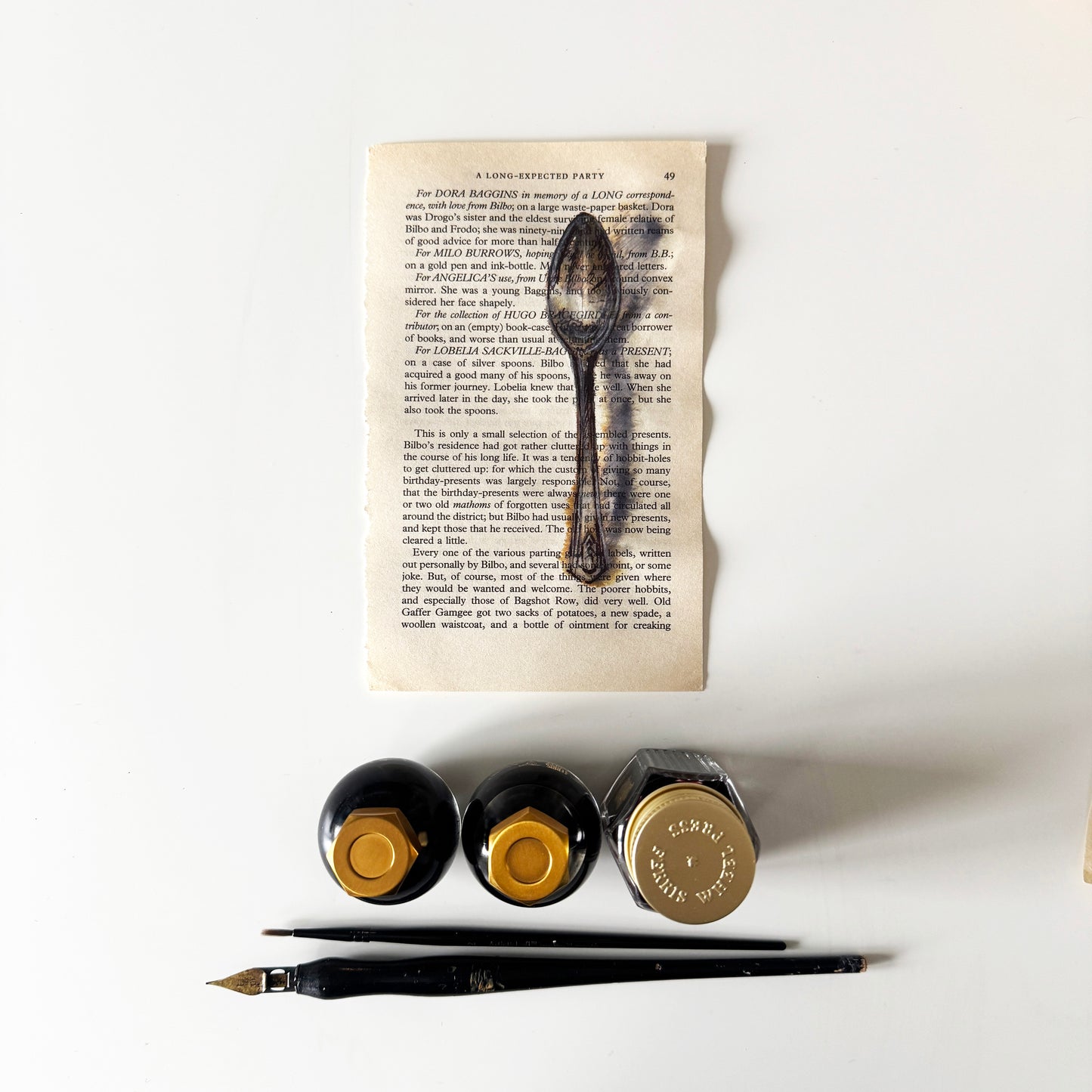 Hobbity Bookish Studies : A present for Lobelia, study in ink on p49