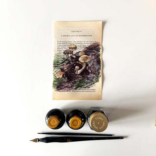 Hobbity Bookish Studies : Mushrooms, study in ink on p113 v2