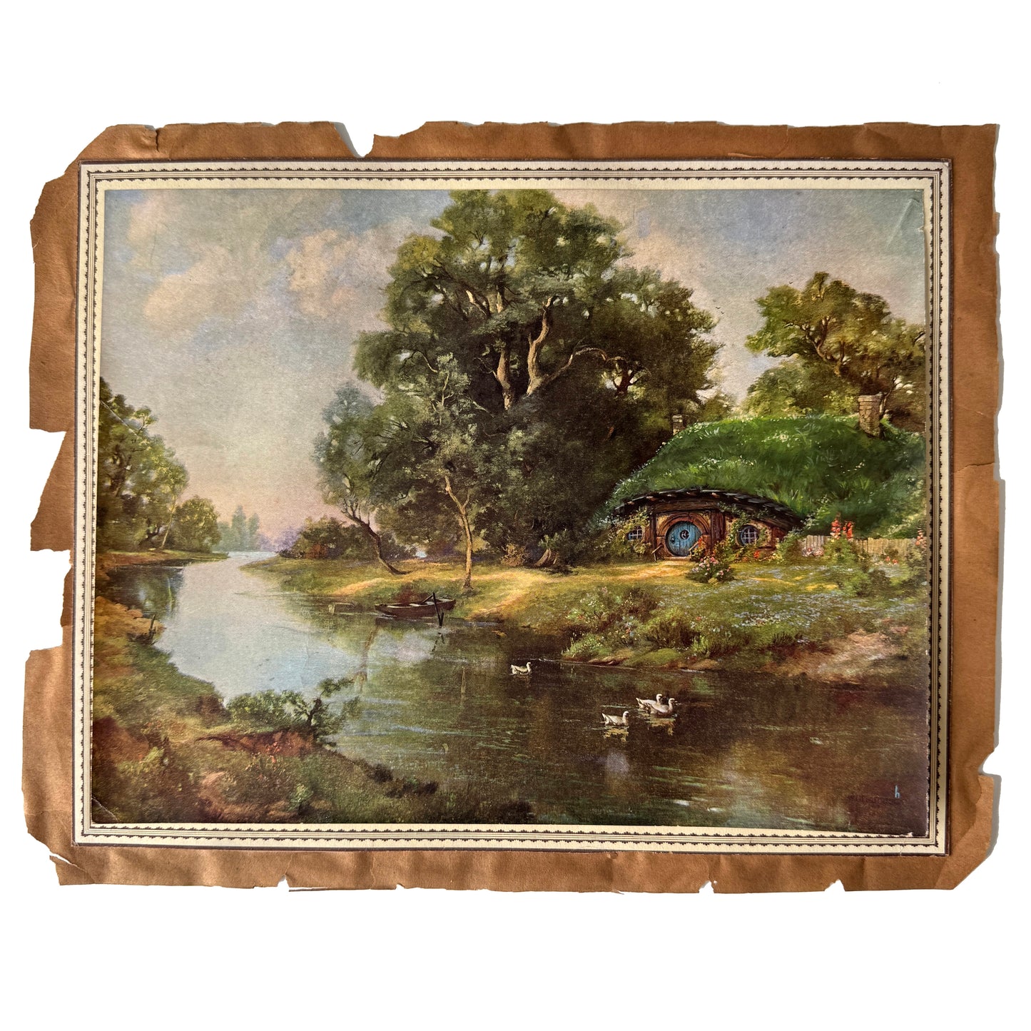 No Muddy Feet Here, original upcycled vintage painting