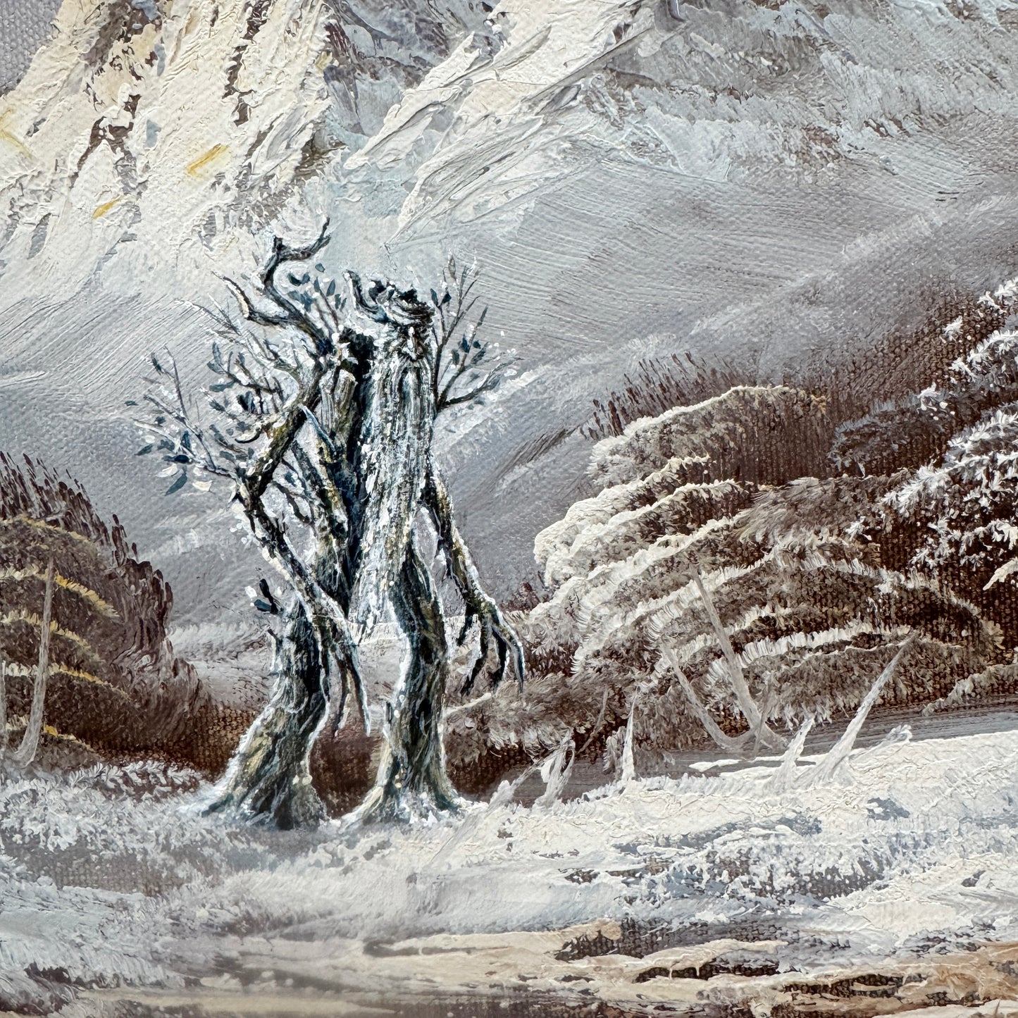 Ents : While Trees Sleep, Part 1, original upcycled vintage painting