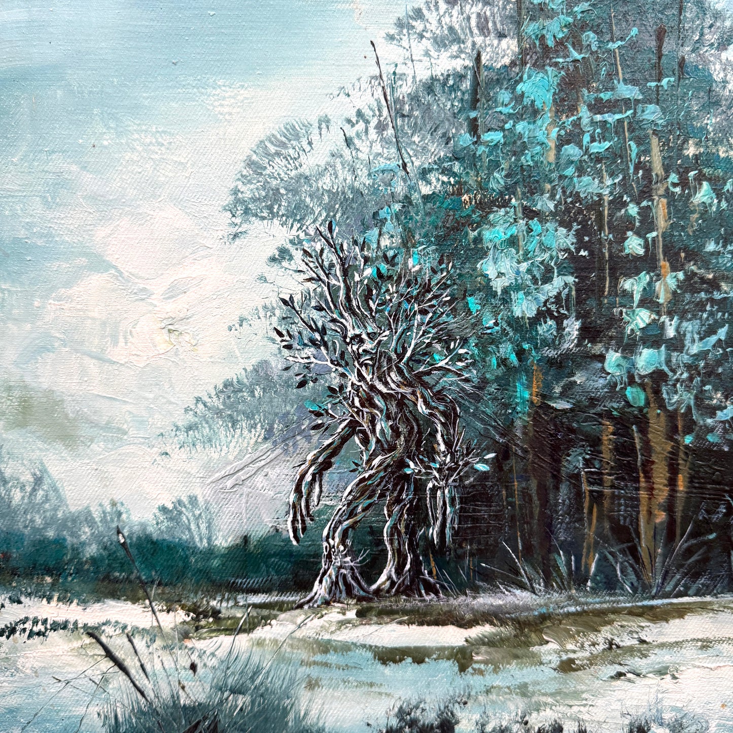 Ents : While Trees Sleep, Part 2, original upcycled vintage painting