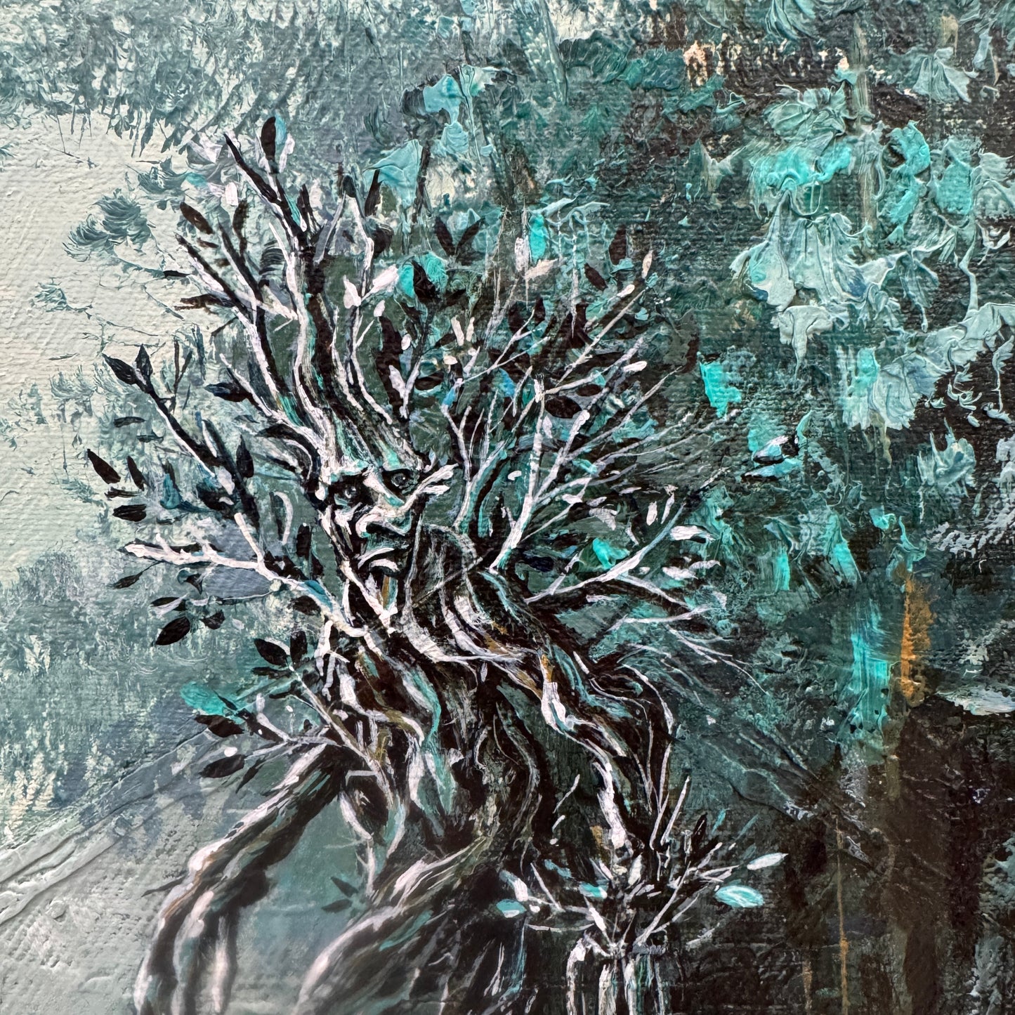 Ents : While Trees Sleep, Part 2, original upcycled vintage painting