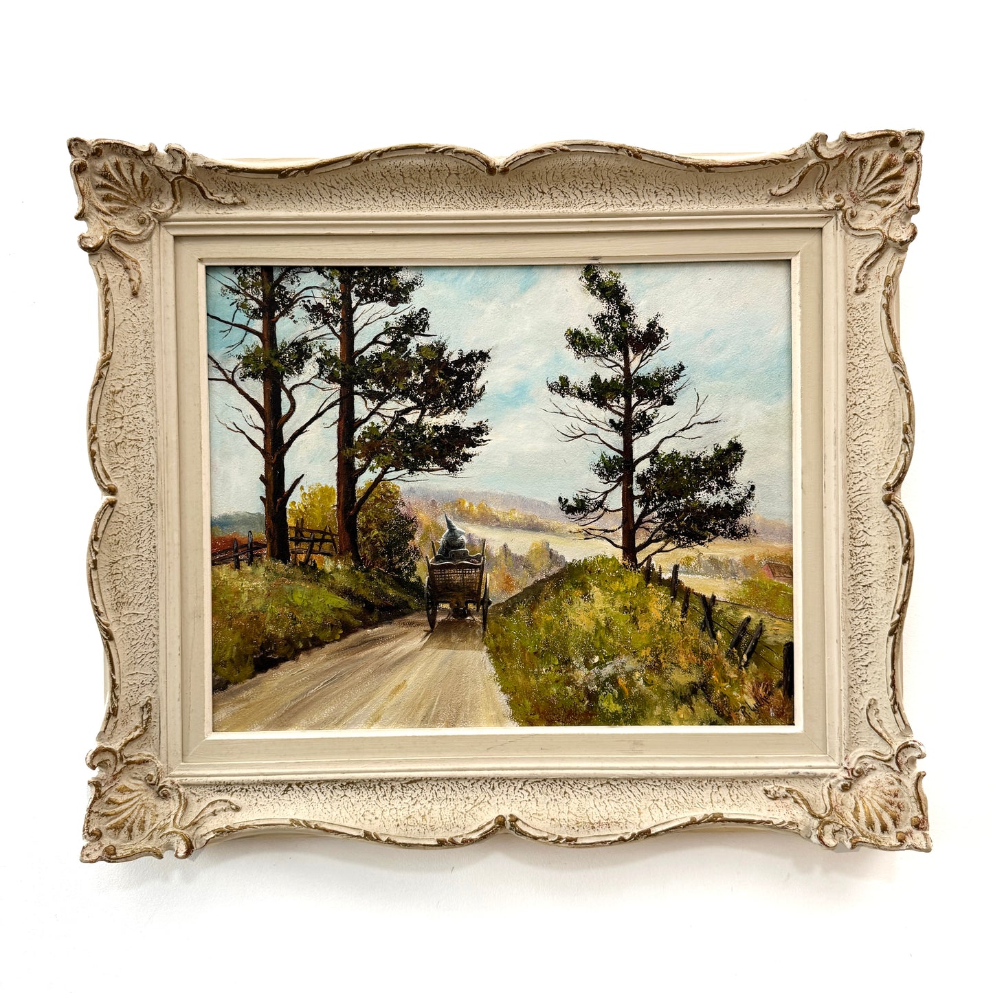 A Gentle Country Drive, original upcycled vintage painting