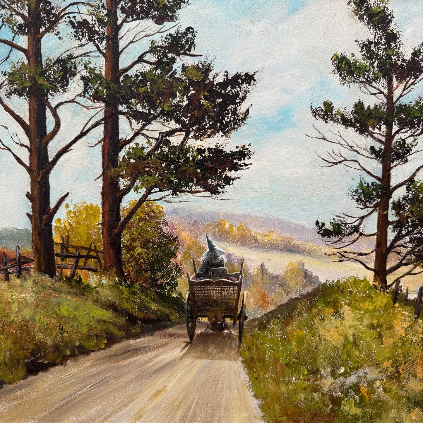 A Gentle Country Drive, original upcycled vintage painting