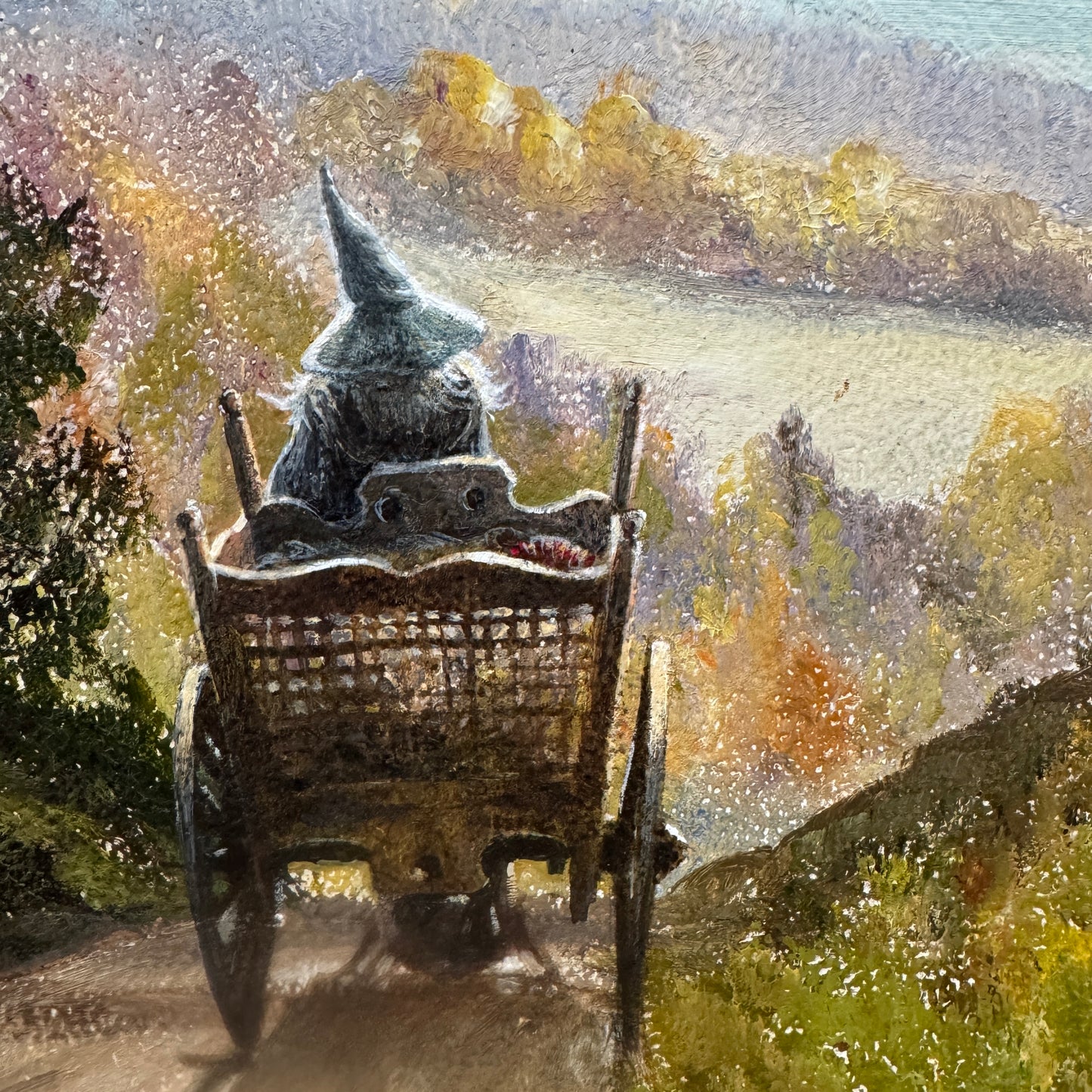 A Gentle Country Drive, original upcycled vintage painting