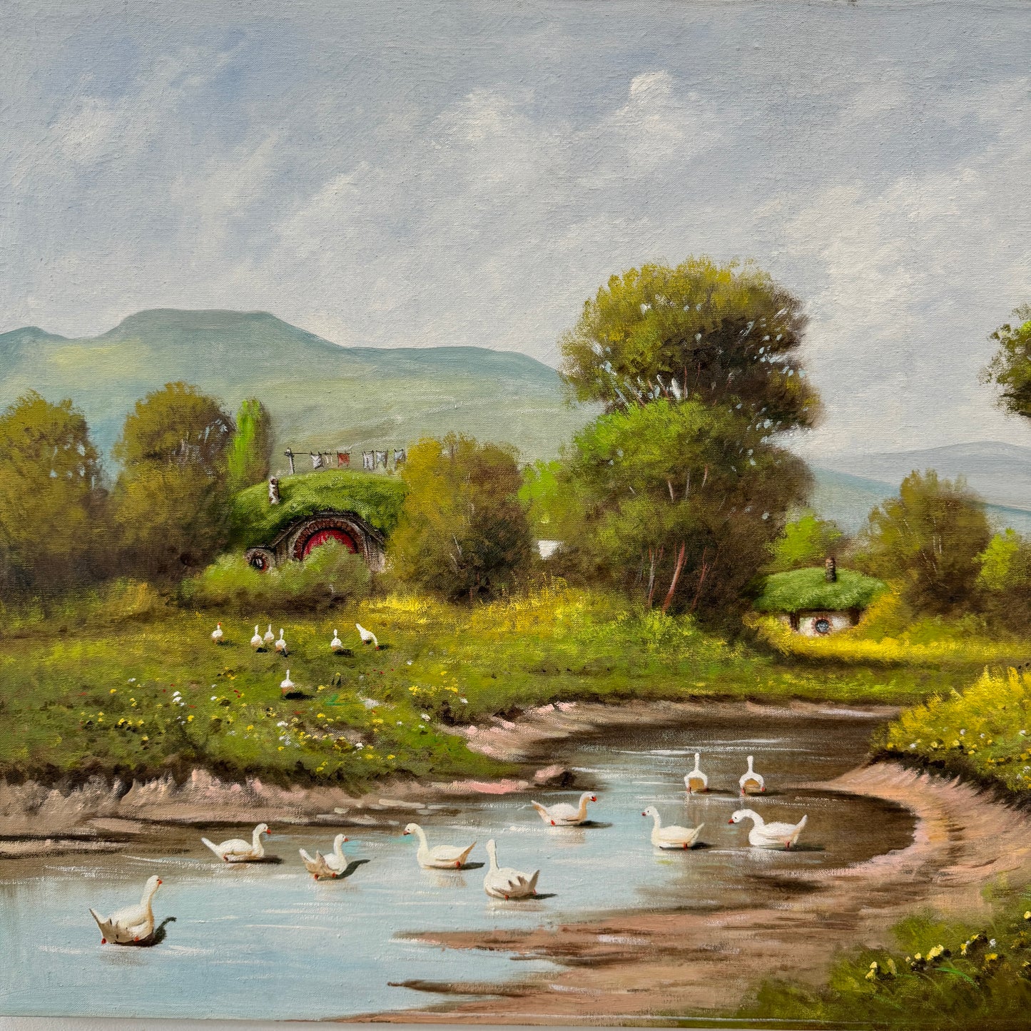 Birding Creeps Up On You, original upcycled vintage painting