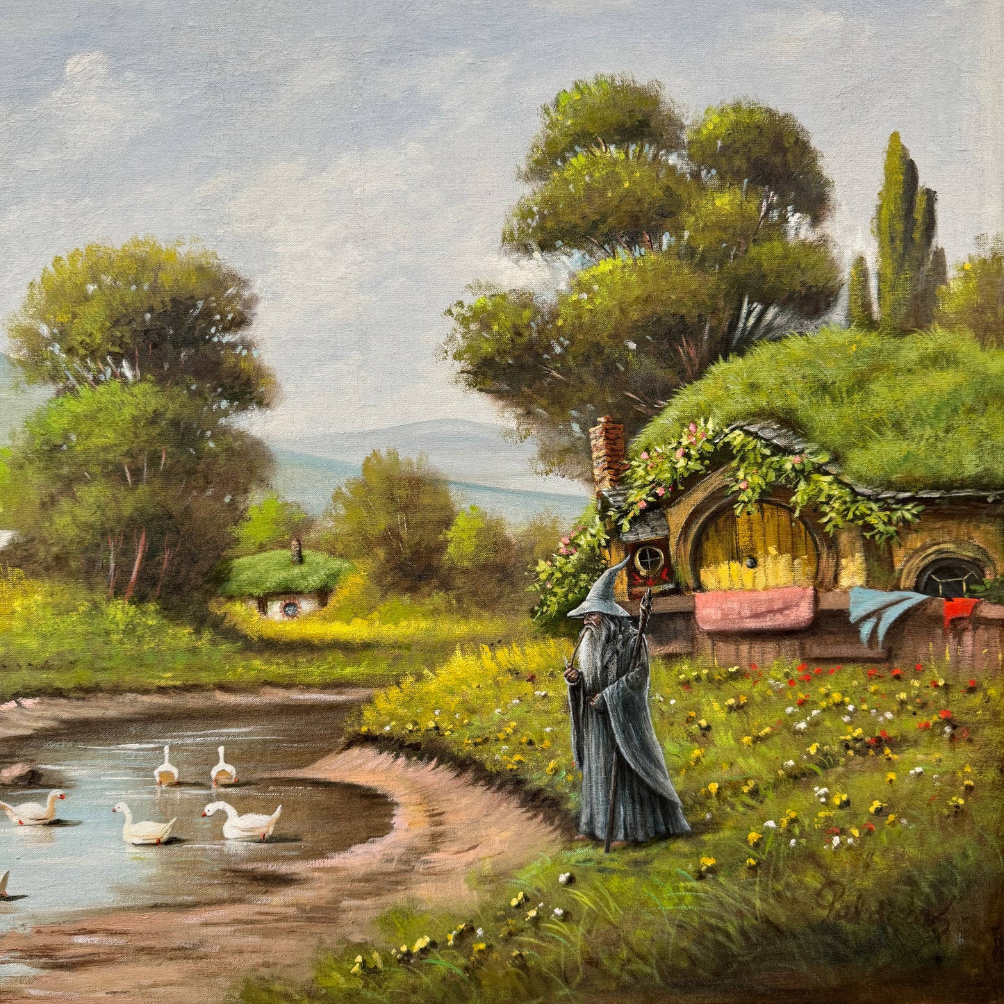 Birding Creeps Up On You, original upcycled vintage painting