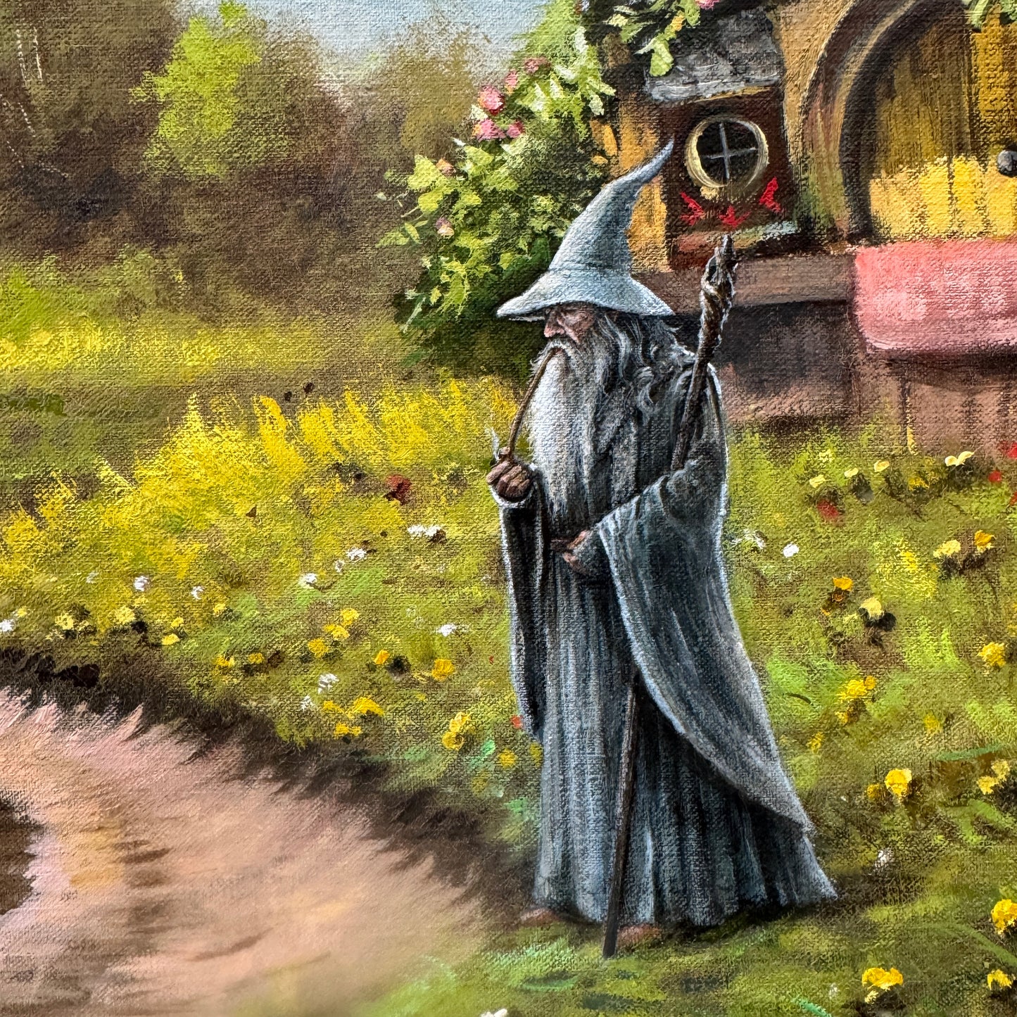 Birding Creeps Up On You, original upcycled vintage painting
