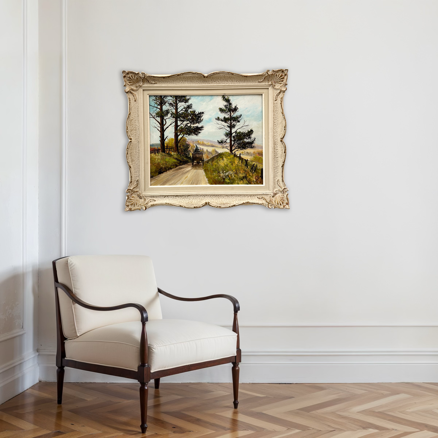 A Gentle Country Drive, original upcycled vintage painting