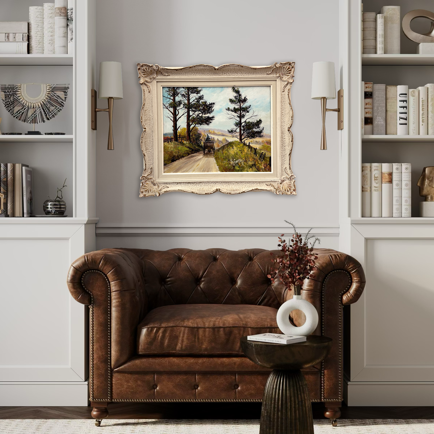 A Gentle Country Drive, original upcycled vintage painting