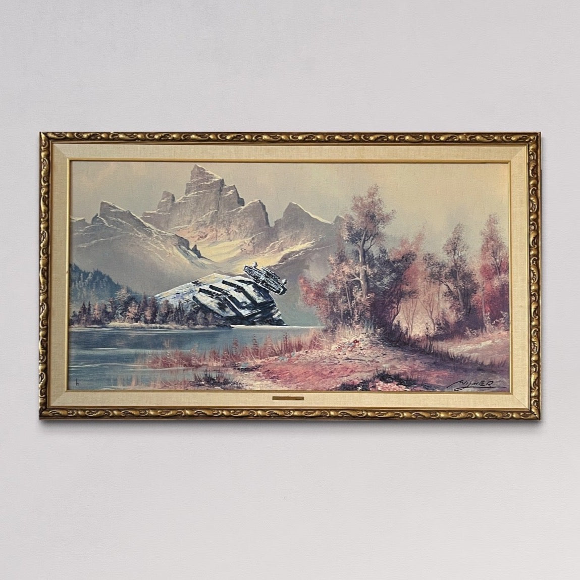 Mt. Star Destroyer, upcycled vintage painting