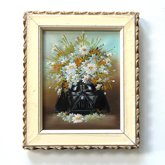 Dark Side Floral : Darth's Daisies, original upcycled vintage painting