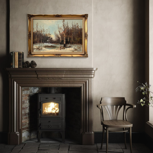 A Walk With Fang, original upcycled vintage painting