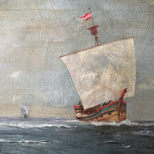 Out For A Pleasure Cruise, original upcycled vintage art