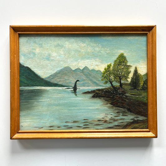 Nessie, upcycled vintage painting