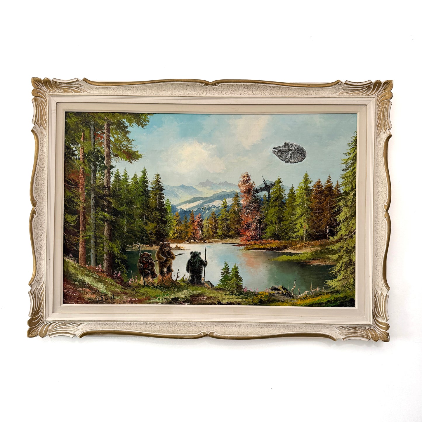 Yub Nub, original upcycled vintage painting
