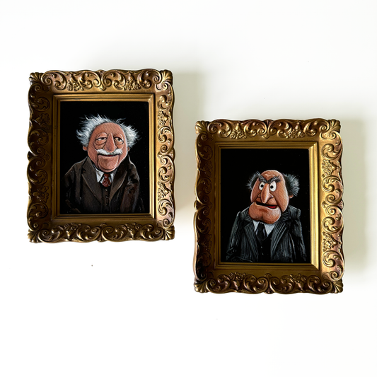 Grumpy Old Men, original miniature portraits in vintage frames