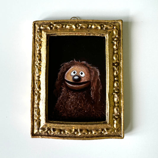 He's A Good Dog, original miniature portrait in vintage frame
