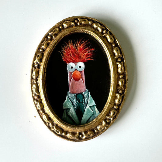 The Mad Scientit's Assistant, original miniature portrait in vintage frame