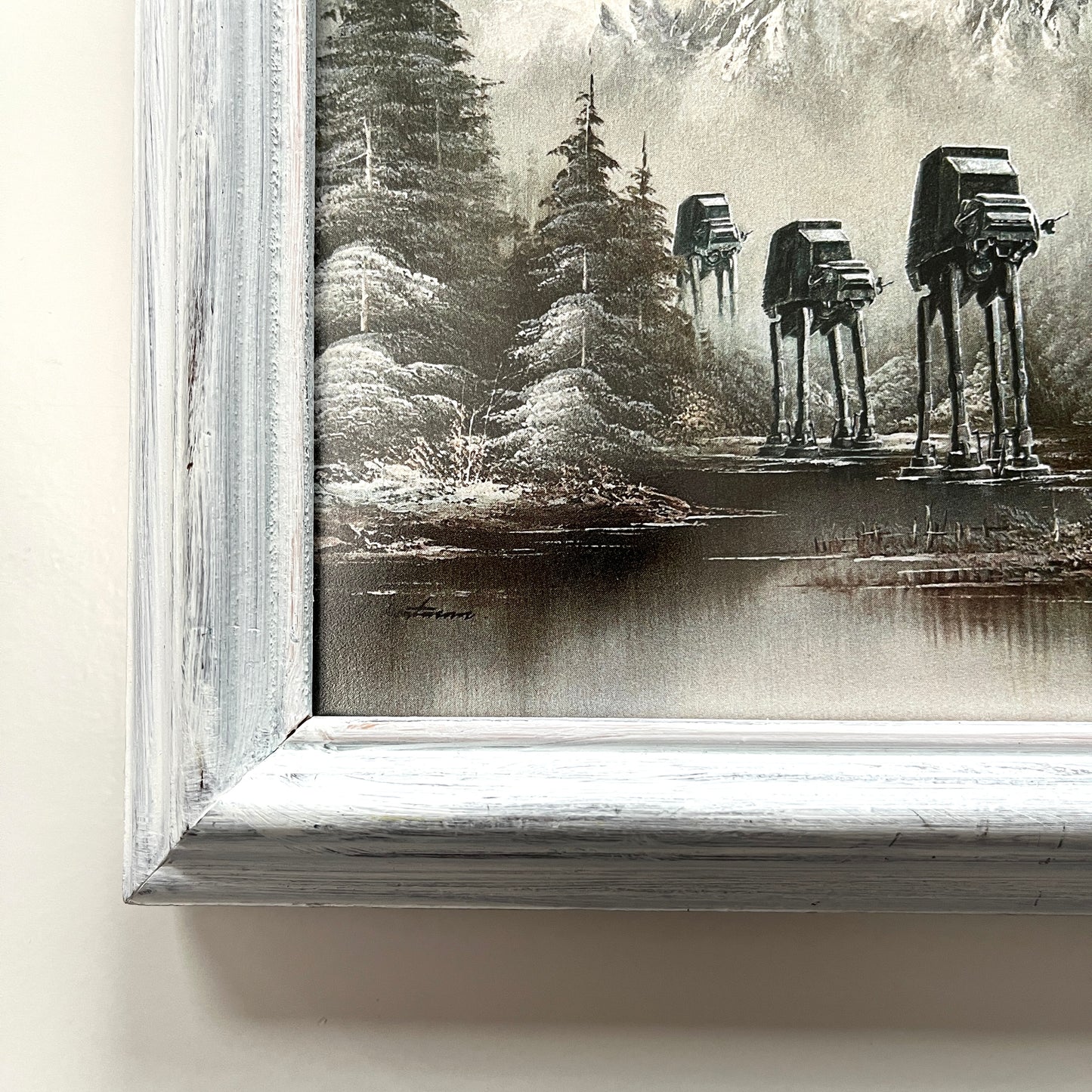 Walkers in a Winter Wonderland - Print in Repainted Frame, Wood