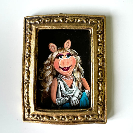 The Actress, original miniature portrait in vintage frame