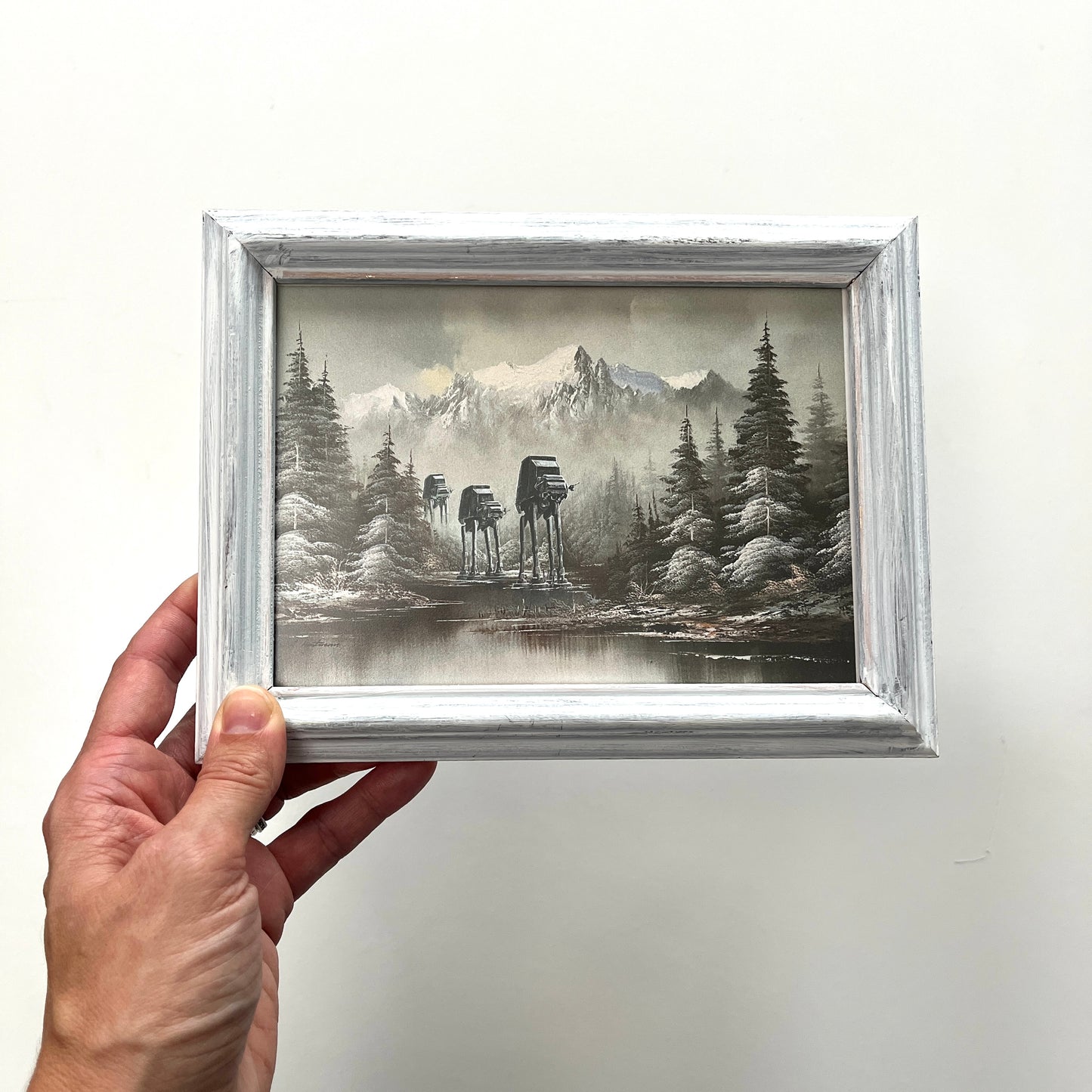 Walkers in a Winter Wonderland - Print in Repainted Frame, Wood