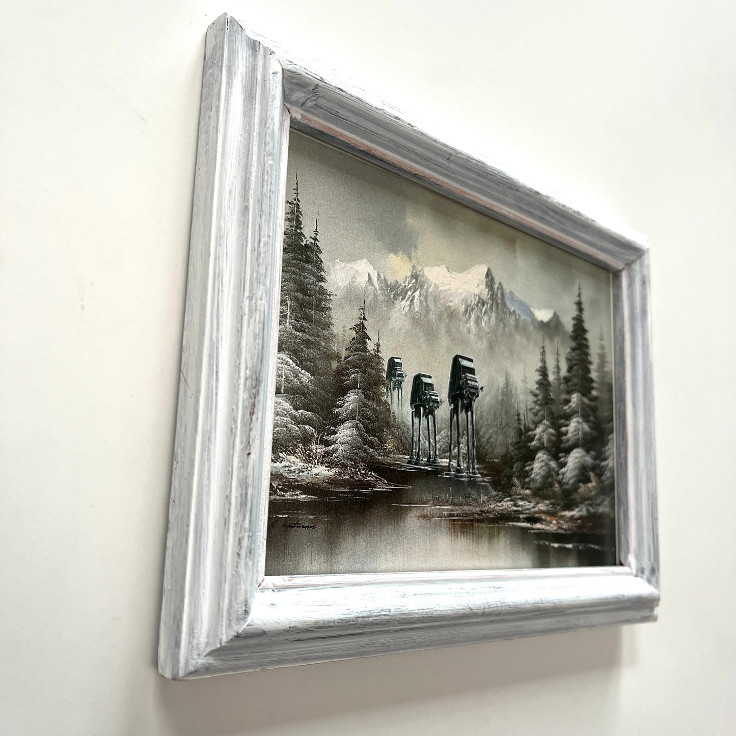 Walkers in a Winter Wonderland - Print in Repainted Frame, Wood