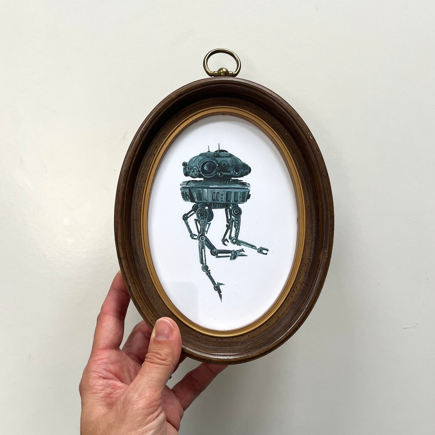 Portrait of A Probe Droid - PRINT in Reclaimed Oval Frame