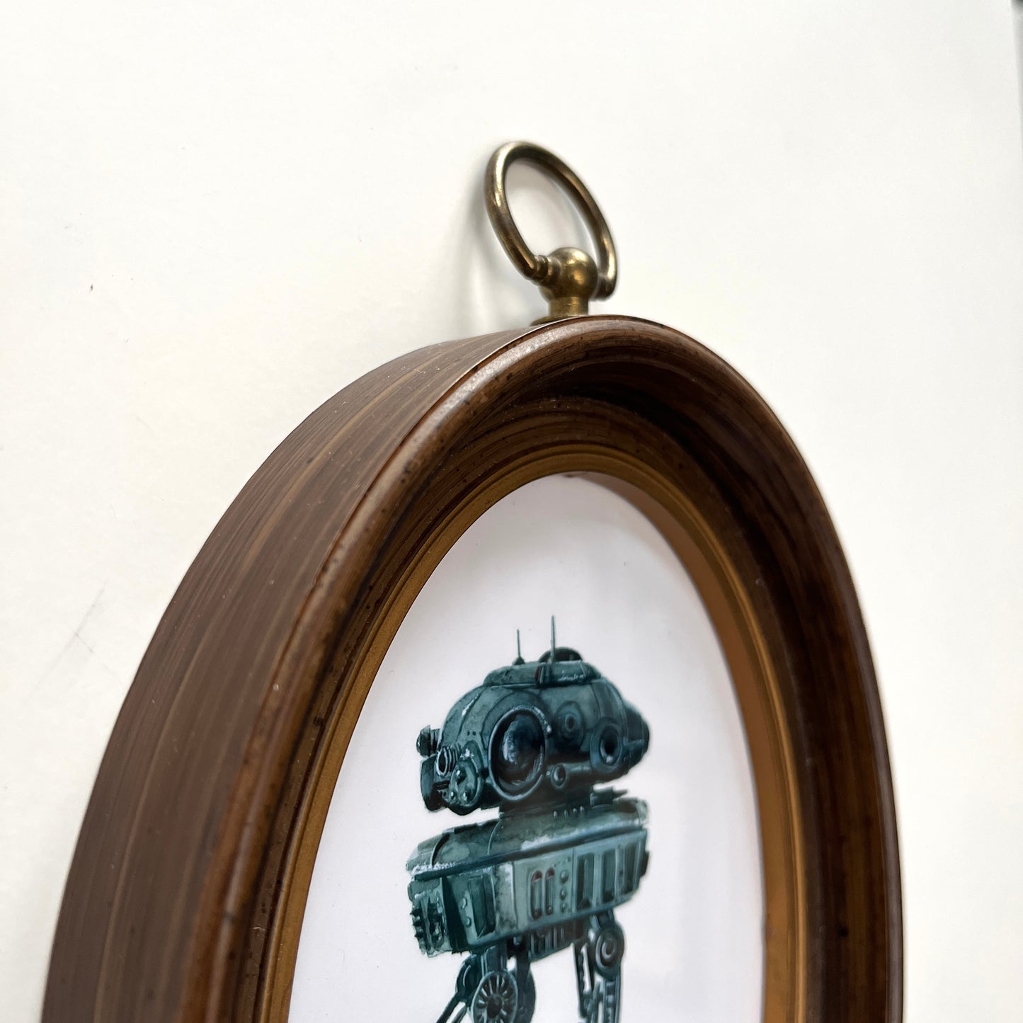 Portrait of A Probe Droid - PRINT in Reclaimed Oval Frame