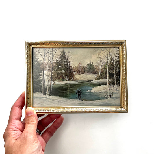 Winter Wander Droid - PRINT in Vintage Frame, Brass