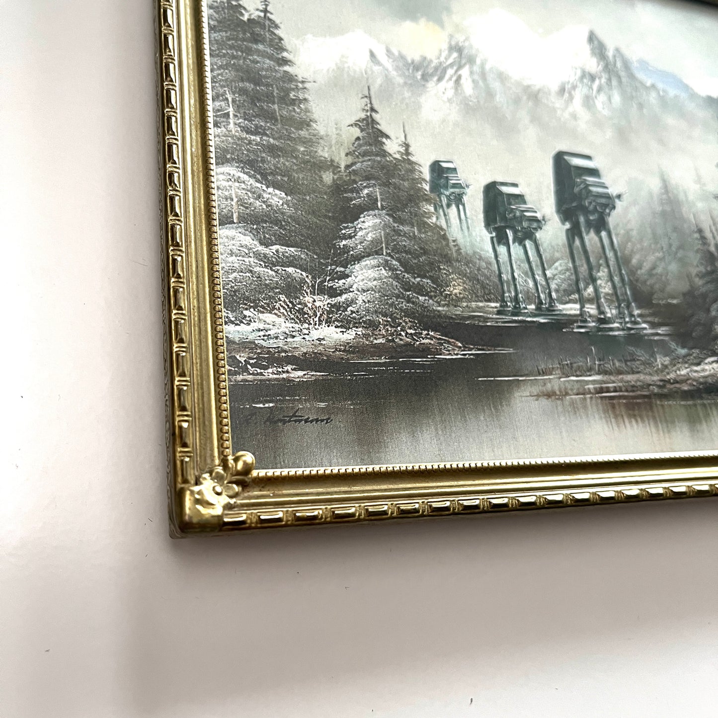 Walkers in a Winter Wonderland - PRINT in Antique Frame, Brass