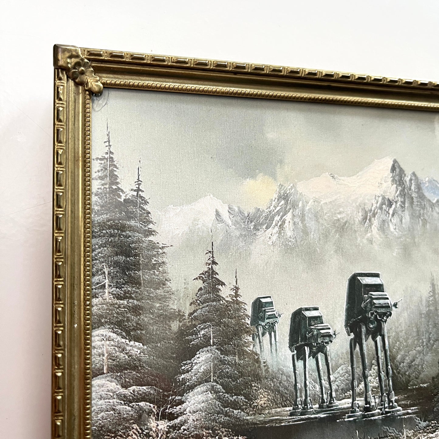 Walkers in a Winter Wonderland - PRINT in Antique Frame, Brass